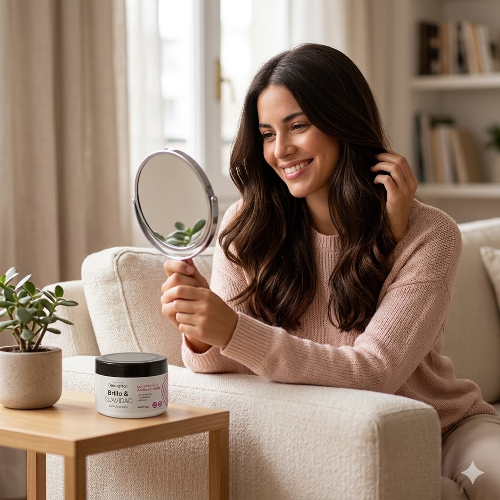 Dermogreen Brillo Suavidad baño de crema keratina aceite argán pote 250ml Click & Go