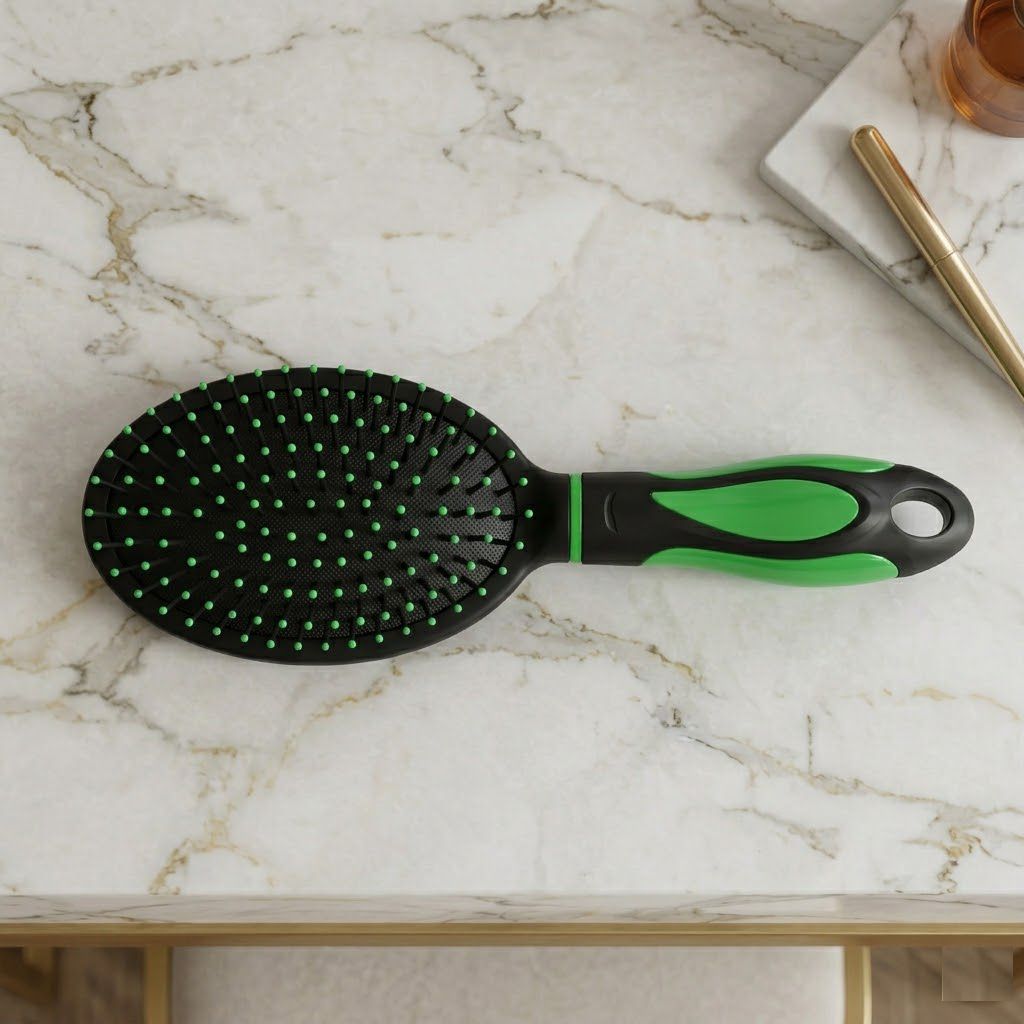 Cepillo cabello ovalado cushion brush cerdas bolitas protectoras Click & Go vista superior