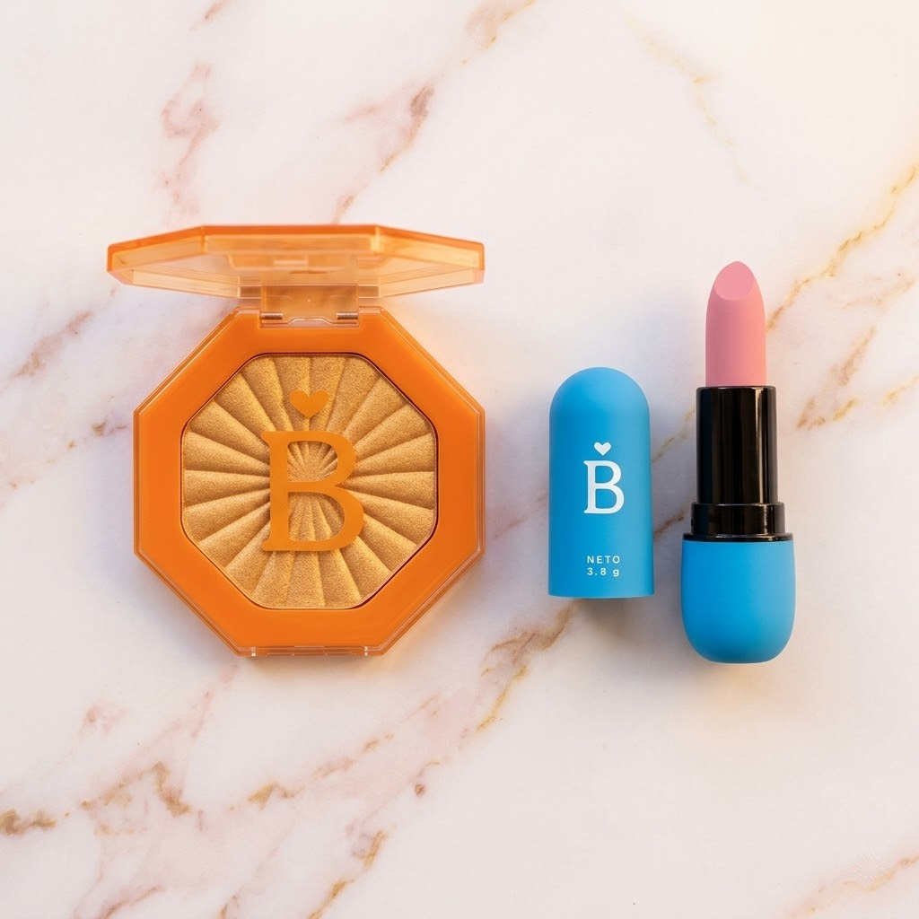 Combo Bell&eacute; Gr&acirc;ce iluminador dorado y labial rosa pastel glow natural Click & Go