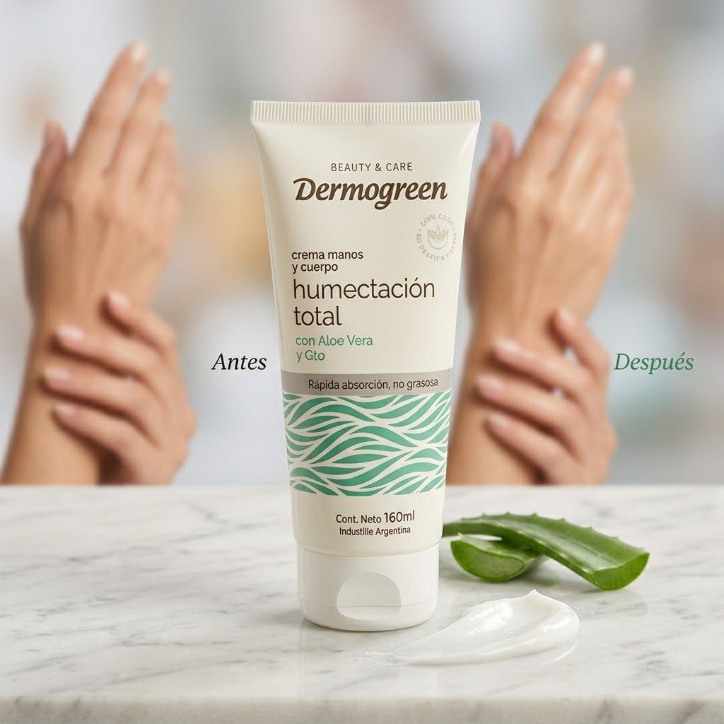 Crema manos Click & Go 160ml envase detalle textura Aloe Vera Coenzima Q10