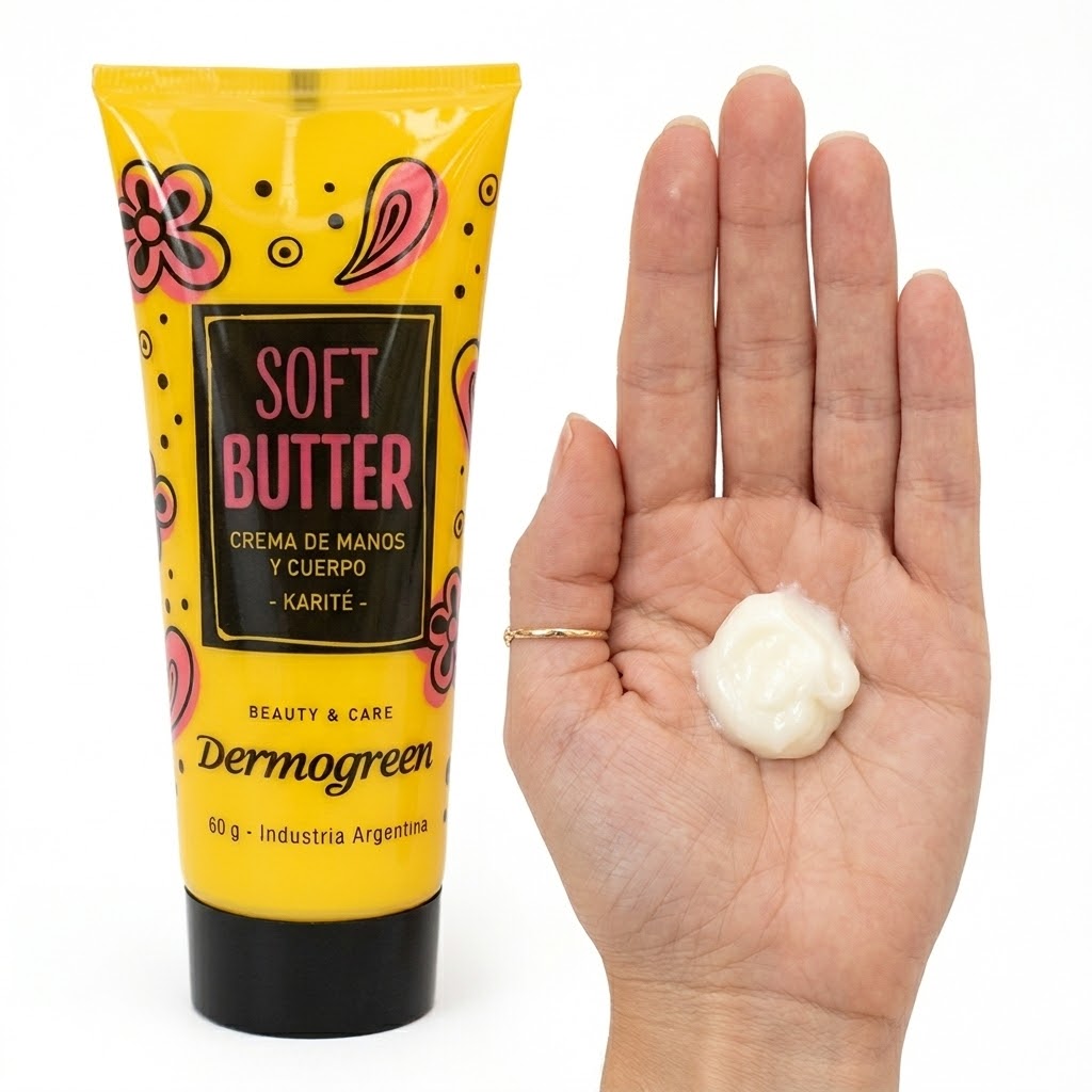 Crema manos y cuerpo Click & Go 60gr detalle envase textura crema blanca