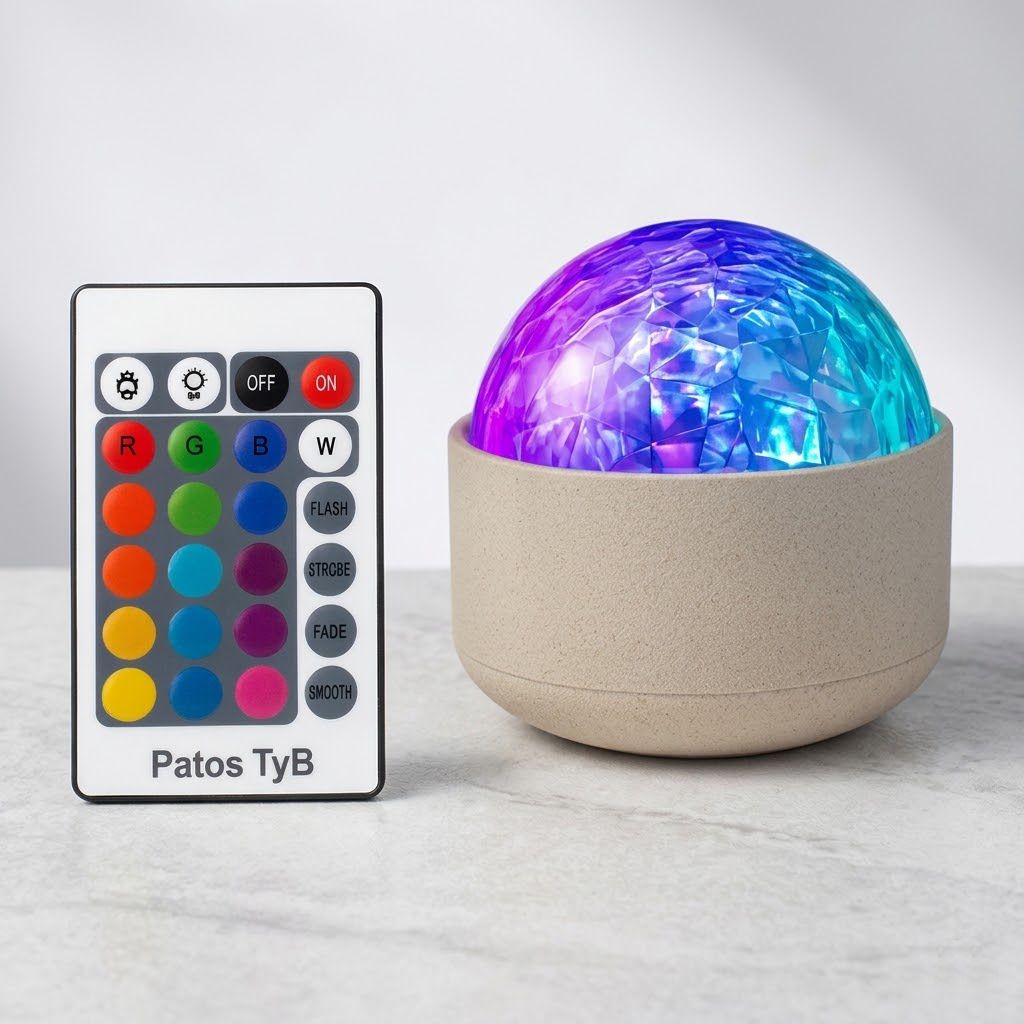 Esfera proyectora aurora boreal Click & Go detalle dise&ntilde;o LEDs RGB botones t&aacute;ctiles USB