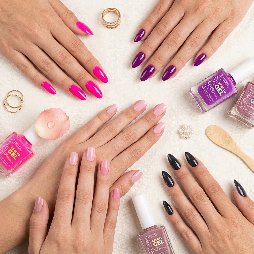 U&ntilde;as con esmalte efecto gel Click & Go variedad colores brillo duradero manicura casa