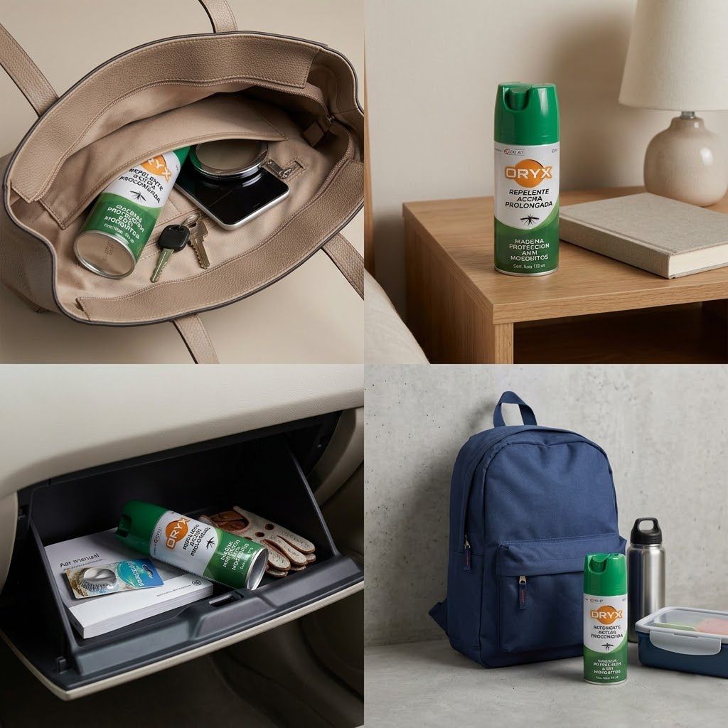 Kit x4 repelente aerosol ORYX 170ml acci&oacute;n prolongada uso familiar interior exterior Click & Go
