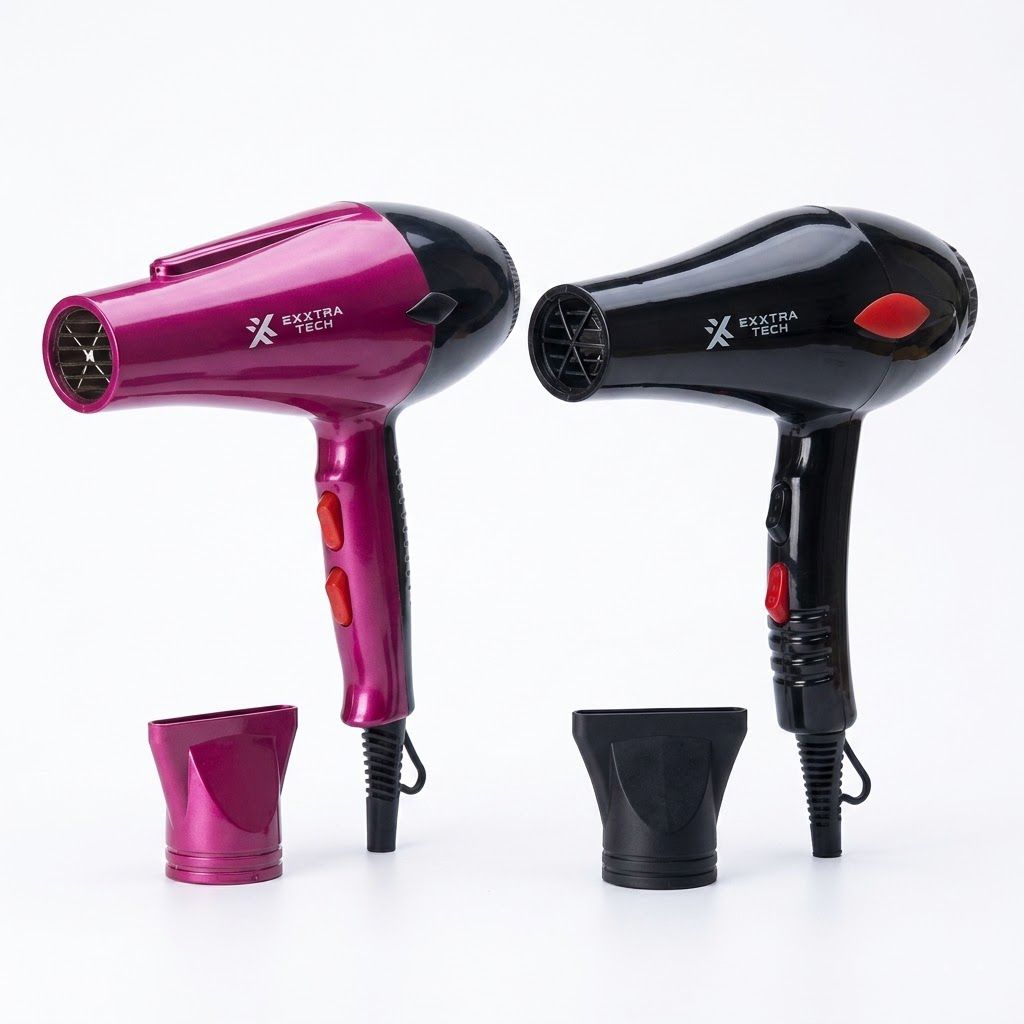 Secador Exxtra Tech 2200W fucsia y negro dos colores disponibles con boquilla concentradora incluida Click & Go